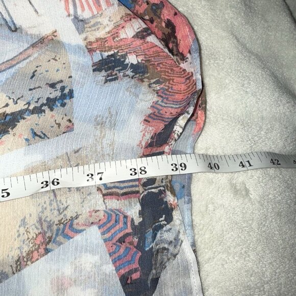 Women’s White House Black Market Multi-Color 3/4 Sleeve Tie Front Swim Cover Up - Picture 2 of 6